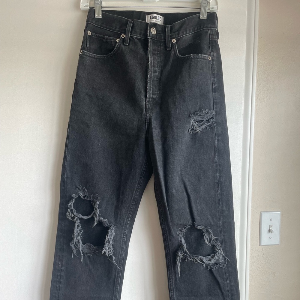 Agolde Women’s Black Distressed Relaxed Jeans